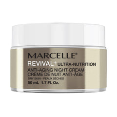 Marcelle Revival+ Ultra-Nutrition Anti-Aging Night Cream, Dry Skin, Mature Skin 55+, Intensely Nourishing, Comfort & Radiance, Cruelty-Free, Vegan, Hypoallergenic, Paraben-Free, Fragrance-Free, 50 mL