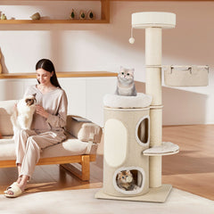61 Inch Cat Tree with a Two Storey Bamboo Lined Condo and 5.5 Inch Sisal Posts