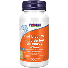 NOW Supplements, Cod Liver Oil 650 mg, Excellent Source of Vitamins A and D-3, 100 Softgels