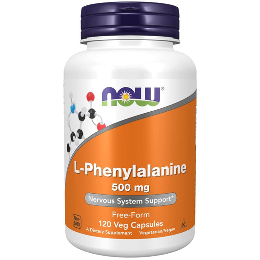 NOW Supplements, L-Phenylalanine 500 mg, Nervous System Support, Amino Acid, 120 Veg Capsules