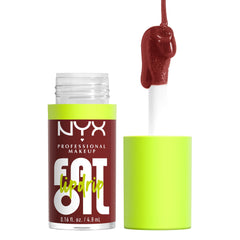 NYX Professional Makeup Lip Gloss, High Shine, Non-Sticky Finish, 12H Hydration, With Squalane, Rapsberry and Cloudberry Oils, Fat Oil Lip Drip, Shade: Inside Scoop (Creamy Plum Brown)