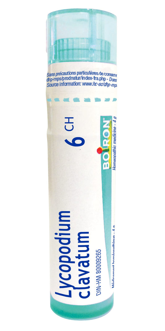 Boiron Lycopodium clavatum 6ch,Homeopathic medicine. Each tube contains 4 g (approximately 80 pellets)