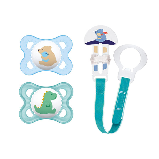 Animal Pacifier (Pack of 2 Pacifiers, 1 Clip), Boy, 0-6 Months