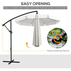 11 FT Cantilever Patio Umbrella Offset Parasol with Cross Base and 8 Ribs for Garden, Black