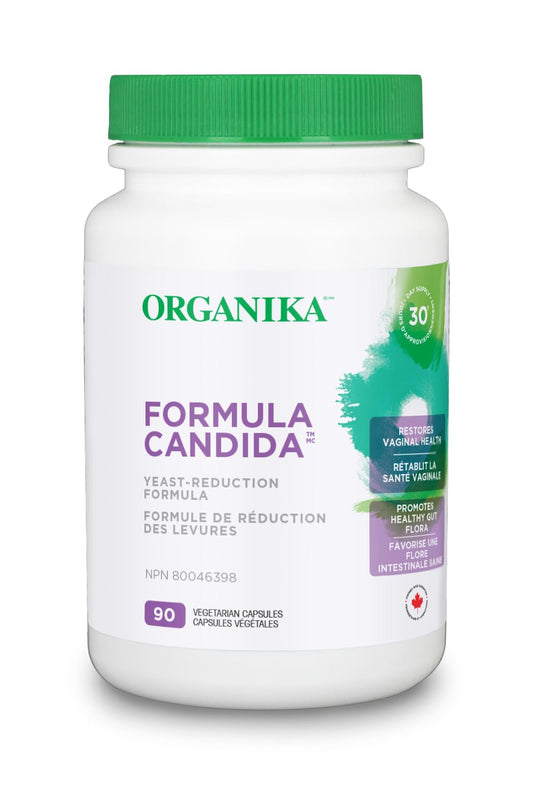 Organika Canadian-Made Formula Candida- Yeast Reduction Formula, Feminine Health Support, Probiotics, All Natural Herbal Blend- 90vcaps