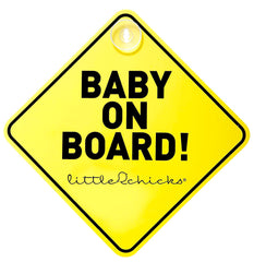 Little Chicks Baby on Board Car Sign Decal - Weather Resistant. Child Safety Awareness Warning Sticker with Suction Cups - Bright Yellow Color - Model CK094