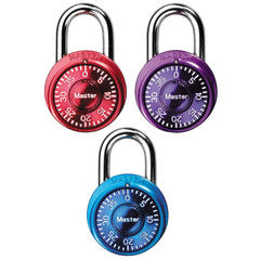 Master Lock 1533TRI Mini Combination Locks in Blue, Purple, and Pink, 3-Pack
