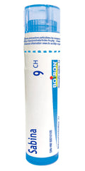 Boiron Sabina 9ch,Homeopathic medicine. Each tube contains 4 g (approximately 80 pellets)