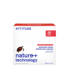 ATTITUDE Dishwasher Pods, Plant-Based & Vegan, Phosphate-Free Detergent Tablets, Naturally Derived, Unscented, 26 Count