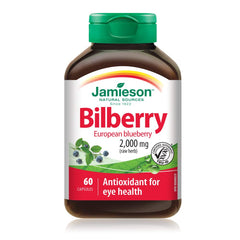 Jamieson Bilberry 2,000 mg, European Blueberry, Antioxidant for the Maintenance of Good Health, and Supports Eye Health. Non-GMO, Gluten-Free, 60 Vegetarian Capsules, Proudly Canadian