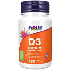 NOW Supplements, Vitamin D-3 1,000 IU, Natural Fruit Flavour, Structural Support, 180 Chewables