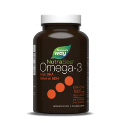 Nature's Way NutraSea DHA 2X Concentrated Omega 3 Softgels Supplement – Fresh Mint Flavour – Brain & Eye Support for Adults and Kids Ages 14+ – 500mg DHA, 60 Softgels