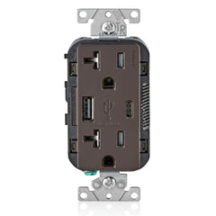 Leviton USB Type A-C Receptacle, 20 Amp, Tamper-Resistant, T5833-00B, Brown