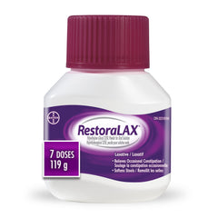 RestoraLAX Powder Stool Softener Laxative - Laxatives For Constipation, Effective Constipation Relief For Adults, No Taste, No Grit, No Gas, No Bloat, No Cramps, No Sudden Urge, 7 Doses, 119 grams