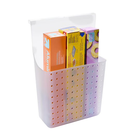 Madesmart Over Door Hair Tool Organizer for Straighteners, Curling Irons, and Brushes, Hanging Bathroom Storage Hair Tool Holder, Frost