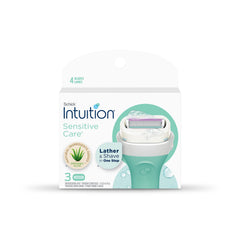 Schick Intuition Sensitive Skin Womens Razor Refills with Vitamin E & Aloe, Pack of 3