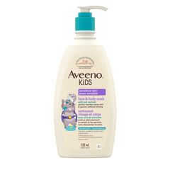 Aveeno Kids Sensitive Skin Face & Body Wash, Formulated with Nourishing Oat Extract to Wash Away Dirt and Germs Without Drying, Kids Body Wash is Tear-Free, Hypoallergenic, Sulfate- & Dye-Free, 532mL