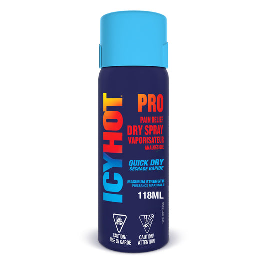 Icy Hot Pro Pain Relief Spray, Fast-Acting Dry Spray for Minor Aches and Pains of Muscles and Joints Associated with Arthritis, Simple Backache, Strains and Sprains, Menthol 16%, Camphor 11%, 118ml