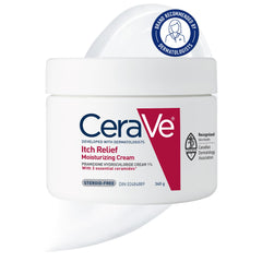 CeraVe Itchy Skin Relief Moisturizing Crean. For Dry & Itchy skin. Anti-itch cream for minor skin irritations, sunburn relief, insect bug bites & scrapes, 1% Pramoxine. Fragrance Free, 340g