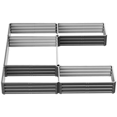 Steel Raised Garden Bed, Set of 5 Large Box Planters for Outdoor Plants Vegetables Flowers Herbs, 8x8x1ft, Black