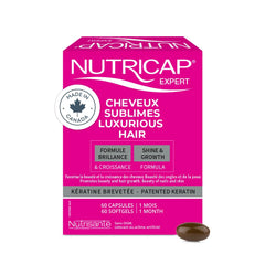 Nutricap Luxurious Hair - Patented Keratin - Shine & Hair Growth - Keratin, Zinc, Vitamins - 60 capsules -1 Month Treatment
