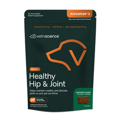 VetriScience Healthy Hip and Joint Chews, GlycoFlex Glucosamine for Dogs & Green-Lipped Mussel Joint Support Supplement for Dogs, Promote Mobility & Soothe Joint Discomfort, Chicken, 120 Chews
