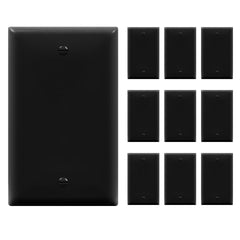 ENERLITES Blank Device Wall Plate, Gloss Finish, Standard Size 1-Gang 4.50" x 2.76", Polycarbonate Thermoplastic, 8801-BK-10PCS, Black (10 Pack)