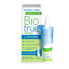 Biotrue Preservative Free Eye Drops for Dry Eyes, Natural Moisturizer with Hyaluronic Acid, Lubricating Eye Drop for Long-Lasting Symptom Relief, MultiDose System, 10mL