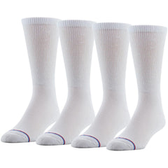 PEDS Women's Diabetic Crew Socks with Non-Binding Top and Cushion Sole 4 Pairs, White, 10-13