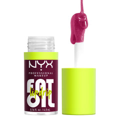 NYX Professional Makeup Lip Gloss, High Shine, Non-Sticky FInish, 12 Hours Hydrating, Fat Applicator, With Squalane, Raspberry and Cloudberry Oils, Fat Oil Lip Drip, Shade: THATS CHIC (Berry Purple)