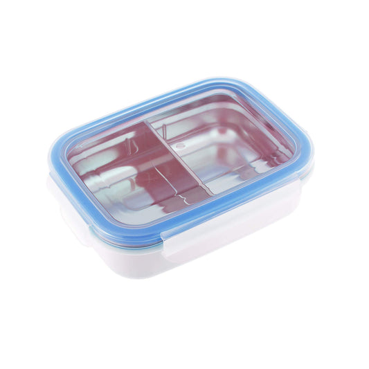 Innobaby Keepin' Fresh Stainless Divided Bento Snack Box with Lid for Kids and Toddlers. BPA Free. Blue.