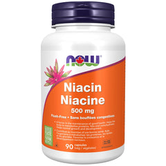 NOW Supplements, Niacin (Vitamin B-3) 500 mg, Flush-Free, Double Strength, Nutritional Health, 90 Veg Capsules