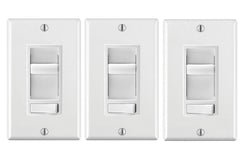 Leviton 3-Pack SureSlide Dimmer Switch for Dimmable LED, Halogen and Incandescent Bulbs, 6674-3PK, White