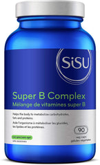 SISU Super B Complex, 90 Vegetable Caps - Complete B Complex Plus Choline and Inositol - Overall Health & Immune Support - Vegan, Non-GMO - Soy, Gluten & Dairy Free - 45 Servings (Pack of 1)