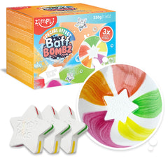 Zimpli Kids Baff Bombz - Star, 3 Pack - Bath Bombs With Special Effects! Create a Fizzing Bath Time Adventure! Biodegradable and Vegan Friendly! Multicolor