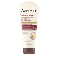 Aveeno Intense Relief Overnight Cream - Shea Butter, Colloidal Oatmeal - Dry Skin Lotion- Fragrance Free, Pack of 2 (2x208ml)