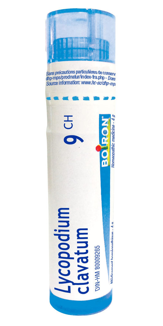 Boiron Lycopodium clavatum 9ch,Homeopathic medicine. Each tube contains 4 g (approximately 80 pellets)