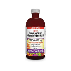 Webber Naturals Glucosamine Chondroitin MSM, Liquid, 500 mL, Tangerine Flavour, Helps Relieve Joint Pain Associated with Osteoarthritis, Non-GMO, Gluten and Dairy Free