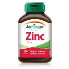 Jamieson Ultra Strength Zinc 50 mg, Supports Immune Health, Tissue Formation, and Healthy Skin. Vegetarian, Non-GMO, Gluten-Free, 100 Tablets, Proudly Canadian