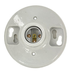 Leviton One-Piece Glazed Porcelain Outlet Box Mount, Incandescent Lampholder, 49875, White