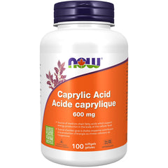NOW Supplements, Caprylic Acid 600 mg, MCT (Medium-Chain Triglycerides), 100 Softgels