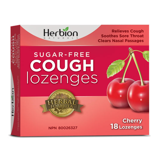 Herbion Naturals Sugar-Free Cough Lozenges with Natural Cherry Flavour, 18 Lozenges - Relieves Cough and Nasal Congestion; Soothes Sore Throat; For Adults and Children 12 years and above