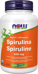 NOW Supplements, Organic Spirulina 500 mg with Vitamins, Minerals and GLA (Gamma-Linolenic Acid), 200 Tablets