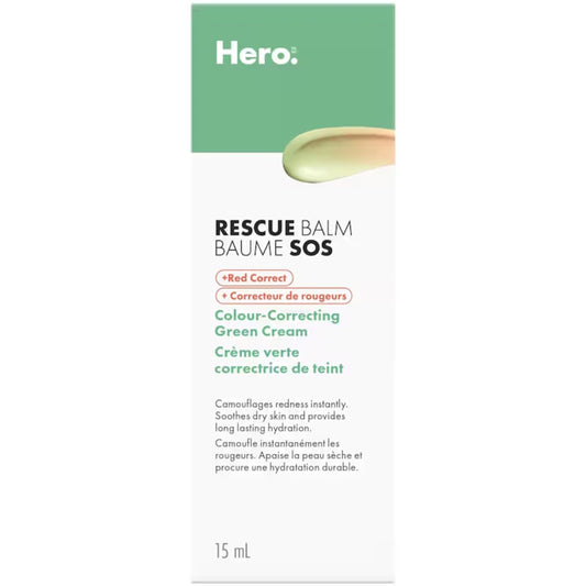 Hero Rescue Balm Color Correcting Green Cream – Evens Post-Blemish Redness, Soothes Dry Skin With Long Lasting Hydration, Non-Comedogenic Cream, Dermatologist Tested, 15ml (Pack of 1)
