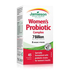 Jamieson Women's Probiotic Complex 7 Billion Active Cells, Supports Digestive Health, Intestinal Health, Gut Flora, and Vaginal Health. With Lactobacillus and Bifidobacterium, Non-GMO, Gluten-Free, 45 Vegetarian Capsules