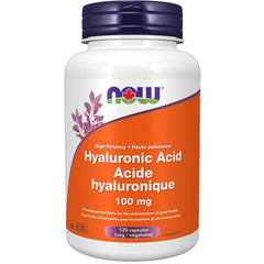 NOW Supplements, Hyaluronic Acid 100 mg, Double Strength with L-Proline, Alpha Lipoic Acid and Grape Seed Extract, 120 Veg Capsules