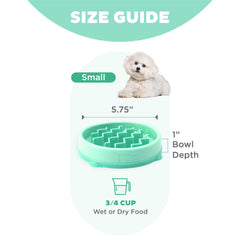 Outward Hound Fun Feeder Slo Bowl, Small Slow Feeder Dog Bowl, 3/4 Cups, Mini, Mint