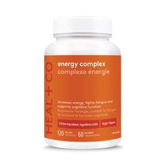 HEAL + CO. Energy Complex – 8 Active Ingredients with Ashwagandha, Rhodiola & B Vitamins – Increases Energy & Fights Fatigue – 120 Vegan Capsules