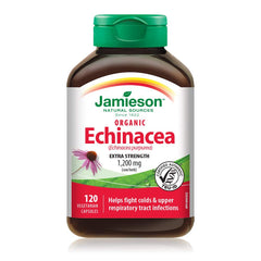 Jamieson Organic Echinacea 1,200 mg, 120 Vegetarian Capsules, Extra Strength, Provides Support Against Colds, and Upper Respiratory Tract Infections. Non-GMO, Proudly Canadian