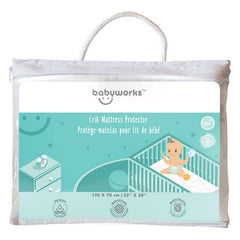 Baby Works Quilted & Fitted Bamboo Crib Mattress Protector | Crib Size – 52" x 28" | 9" Extra Long Bed Skirt with Elastic Bottom | Super Soft Ultra Absorbent | Prevents Stains | Washable & Dryer Safe